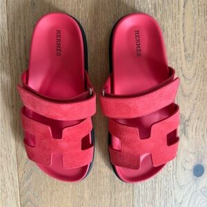 Hermes Chypre Sandal, Rose Vermillion, Size 37